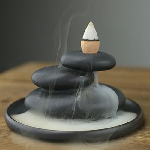 Creative Backflow Incense Burner Smoke Fall Stone Incense Burners Smoke Waterfall Rockery Porta Incenso Incent Burner AC50XX