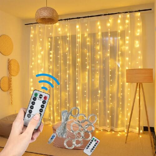3m LED Fairy Lights Garland Window Curtain Lamp Remote Control USB String Light New Year Christmas Decorations Home Bedroom