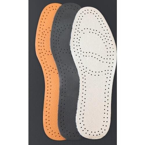 V First Layer Cowhide Leather Insoles, Massage Shock Absorption Deodorant Breathable Insoles, Latex High Elastic Sports Insoles