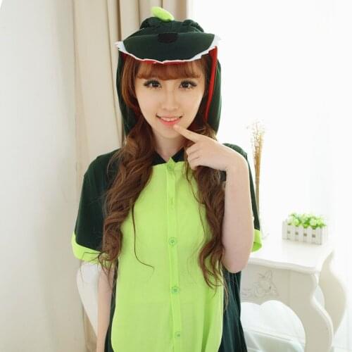 Spring Summer Animal Cartoon One-piece Pajamas Short Sleeve Men and Women Cotton Cute Couple Dinosaur Homewear Free Shipping