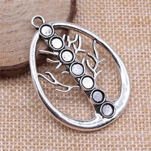 WYSIWYG 2pcs 35x48mm 7 Chakra Hollow Tree Of Life Charms Pendant For Jewelry Making Antique Silver Color Jewelry Accessories