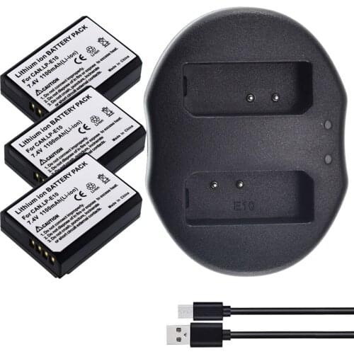 Charger + 3x Battery Pack for LP-E10 Canon DS126291 DS126491 DS126621 Brand New