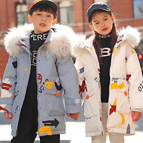 -30 Degree Children Winter Jacket Thicken Warm 2021 New Boys Down Coat Real Fur Girl Snowsuit Parkas Fashion Coat for girl 5-12Y