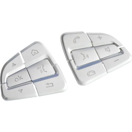 12Pcs Car Styling Steering Wheel Button Covers Trim Stickers for Mercedes Benz GLC X253 2015 2016 & C Class W205 2014 2015 Silve