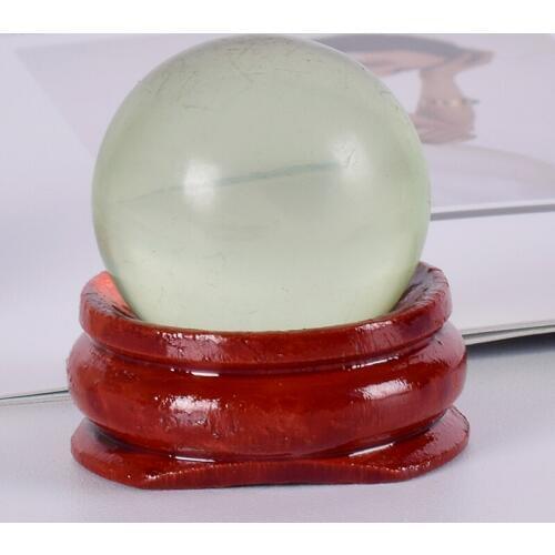 25 mm Glass Ball & Wooden Base Green Crystal Sphere Mini Stone Bead Home Decoration Figurine Chakra Healing Reiki Decor