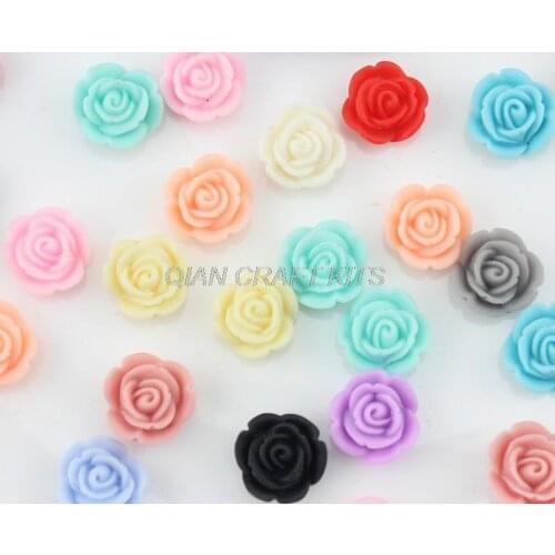 300pcs Flatback Resin matt rose flower assorted Cabochons 14mm DIY hair bow, flower centers supply for handicraft D25