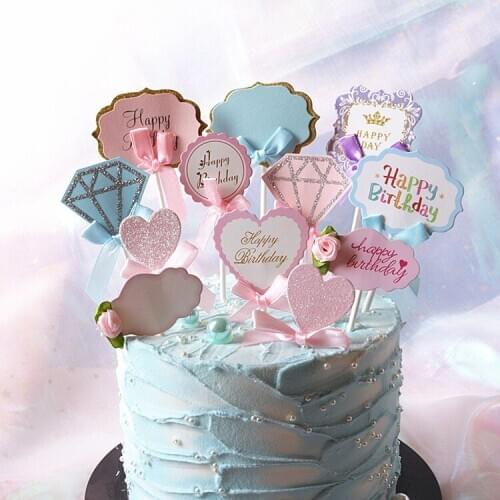 5pcs Can be handwritten cake card birthday greetings insert flag writing insert card happy birthday cake card 5 pieces