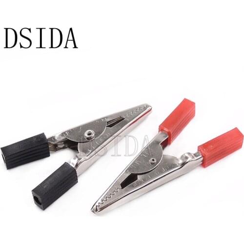5PCS 45mm Plastic Handle Test Probe Metal Alligator Clips Electrical Diy Test Leads Wire Jumper 4.5CM Power clip Red and black