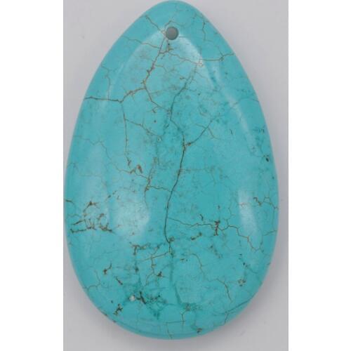 60x37MM Natural Blue Howlite Stone GEM Teardrop Pendant Jewelry For Woman Gift S049