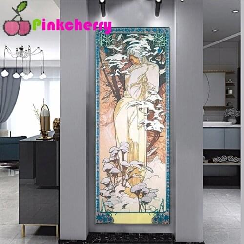Full Square Round Drill 5D DIY Diamond Painting European Winter Snow beauty 3D Embroidery Cross Stitch 5D Home Decoration k630