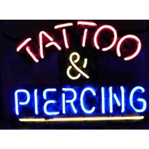 Business Custom NEON SIGN board For Tattoo and Piercing Parlor Shop REAL GLASS Tube BEER BAR PUB Club Shop Light Signs 17*14"
