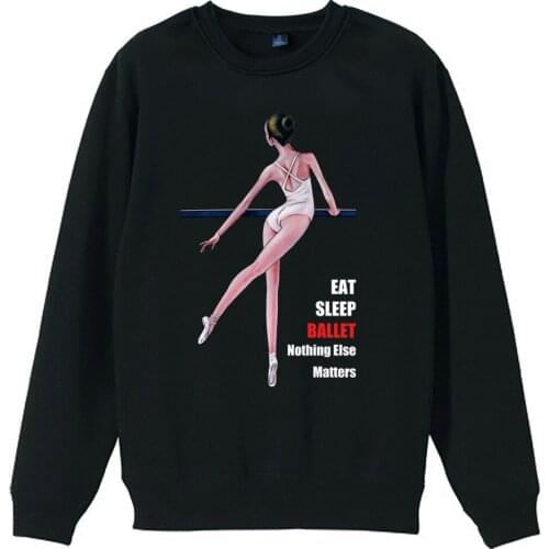 Ballet Elegant Dancer Eat Sleep Ballet Nothing Else Matters Boy Man Crew Neck Sweatshirt Teenager Fleece Pullover ZIIART