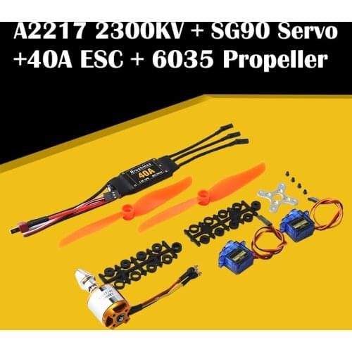 Hot Sale A2217 2300KV Brushless Motor 40A ESC SG90 9G Micro Servo 6035 Propeller Power System Combo Set for RC Plane Helicopter