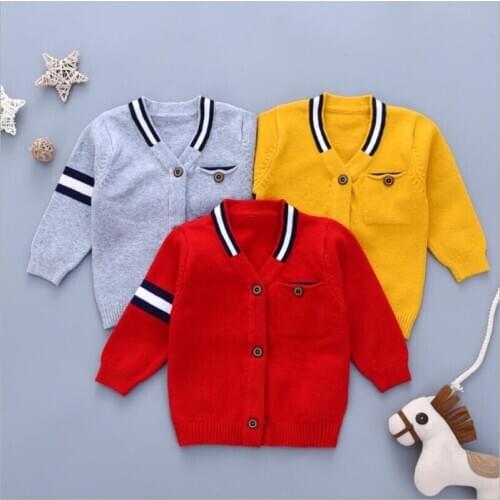 Alisenna Cotton kids Cardigan Boys Girls Childrens Knit Cardigan Sweaters Spring Autumn Outerwear sweater Baby Clothes