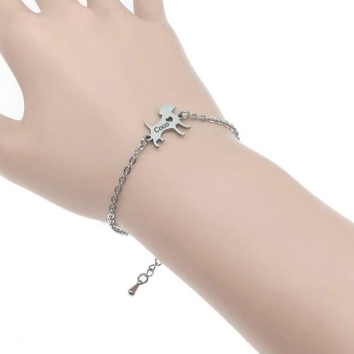 Customized Pets names Bracelet Engrave Your Puppy Dog Stainless Steel Bracelets Dog lover Jewellry