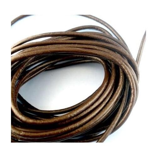 Jj35 Light COFFEE brown 2mm real Round COW Genuine Leather Cord Bracelet & Necklace Cord DIY for jewelry