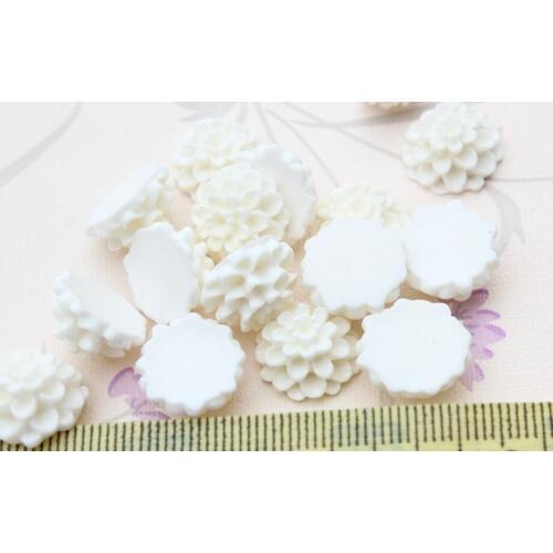 300pcs resin Flower Cabochons - Dahlia 14mm - White