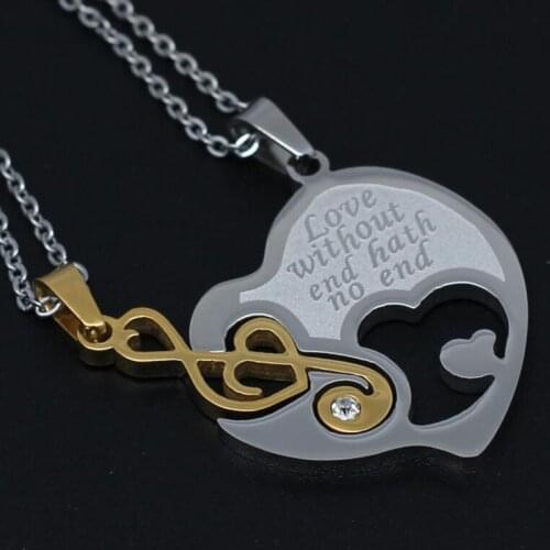 2 pcs/pair Couple Necklace For Lover Girlfriend Gift Set Musical Note Valentines Day Necklace For Women Jewelry Paired Pendants
