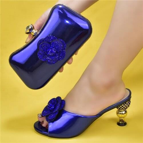 Doershow Italian Matching Shoe and Bag Set blue Italian Shoes with Matching Bags High Quality Wedding Shoes and Bag ! !SPU1-5