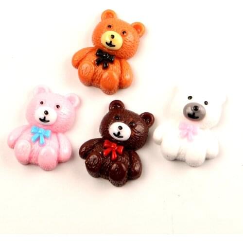 LF 10Pcs Mixed Resin Bear Decoration Crafts Flatback Cabochon Kawaii DIY Embellishments For Scrapbooking Accessories