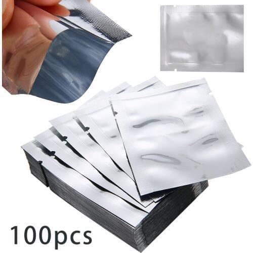 100pcs Silver Vacuum Sealer Aluminum Foil Mylar Bags Storage Pouches For Home Kitchen Tools