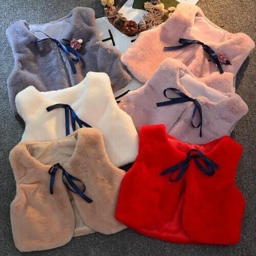 Fashion Winter Vest Fur Baby Waistcoat Kids Jackets for Girls Children Clothes Fur Jacket Sleeveless Vest Toddler Clothes