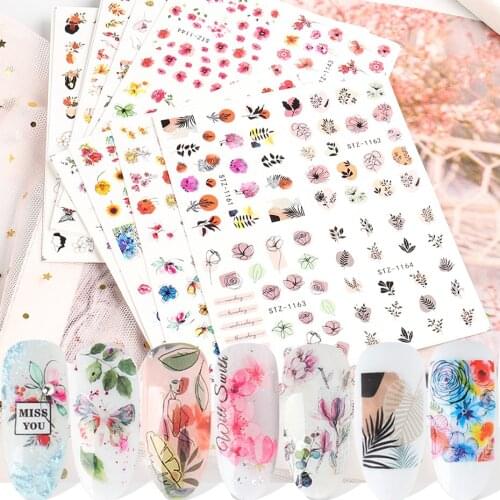 4pcs Water Decals Nail Art Stickers Flower Leaf Abstract Human Face Temporary Tattoo Summer Design Tips For Nails NLSTZ1138-1180