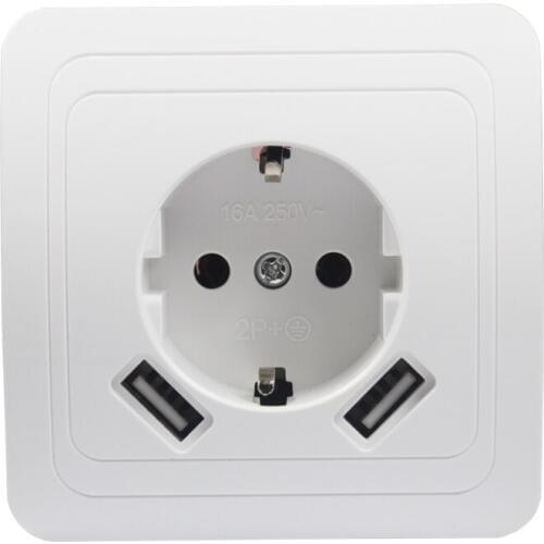USB Wall Socket charger Free shipping Double USB Port 5V 2A Usb enchufes para pared outlet high quality white color LLB-02