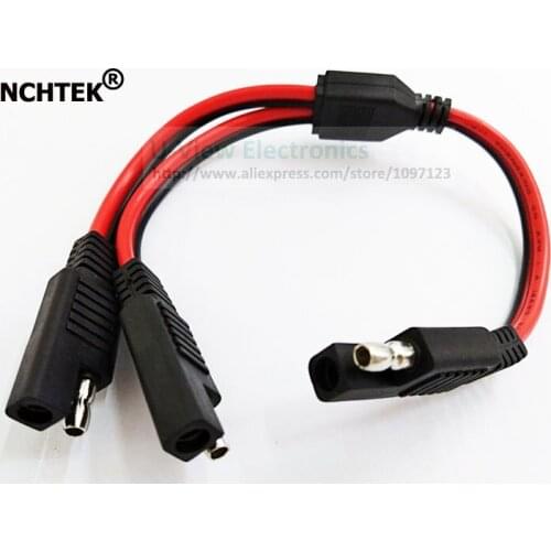 NCHTEK 14AWG 1 to 2 SAE Power Extension Cable Adapter Connector 2Pin Quick Connect Disconnect Plug 30CM/Free Shipping/10PCS