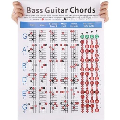 New 4 Strings Electric Bass Guitar Chord Chart Music Instrument Practice Accessories
