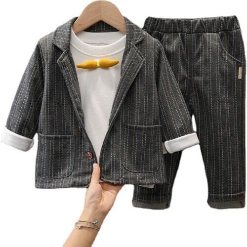 New Spring Autumn Baby Gentleman Clothes Children Boys Suit Coat T Shirt Pants 3Pcs/Set Kids Tracksuits Toddler Casual Costume