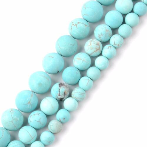 Wholesale Round Natural Dull Polish Blue Turquoises Stone Loose Beads For Jewelry Making Bracelet Necklace 6 8 10 12mm 15inches