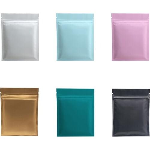 6x8cm Matte Black Pink White Small Aluminum Foil Zip Lock Plastic Bags Smell Proof Herb Powder Flat Pouches Gift Bags 100pcs