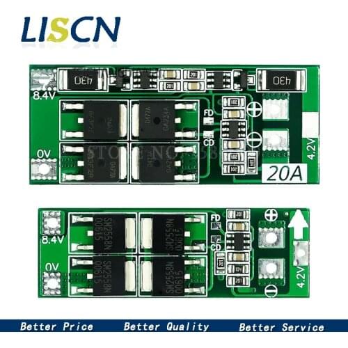 2S 20A 7.4V 8.4V 18650 Lithium battery protection board/BMS board standard/balance