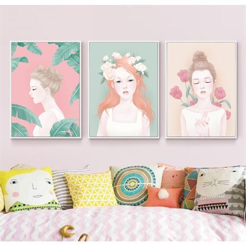 Princess Flower Angel Girl Room Decor Cartoon Swan Wall Art Canvas Painting Nordic Poster Wall Pictures For Living Room Unframed