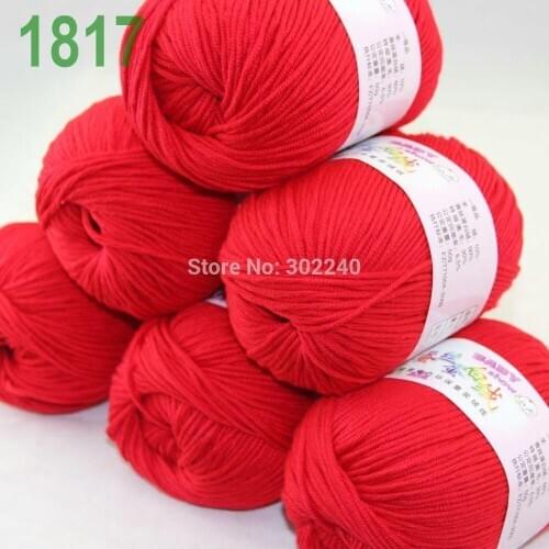 Sale Lot of 6 balls x 50g (147y) Cashmere Silk velvet Hand knitting Yarn Hot Red 1817