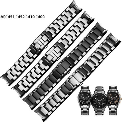 For AR1452 AR1451 AR1410 AR1400 Ceramic watchband 22mm 24mm High Quality Black men Ceramic Strap black Deployment band bracelet