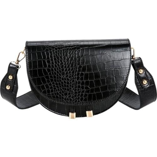Luxury Crocodile Pattern Crossbody Bags for Women Half Round Messenger Bag PU Leather Handbags Shoulder Bag sac main femme