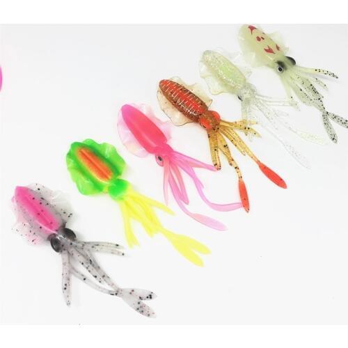 2*10/12/15cm Squid Fishing Lure Luminous/UV Squid Jig Deep Sea Fishing Lures Octopus Trolling Wobbler Bait Tuna Lure