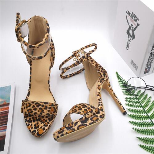 Leopard Print Sandals Women High Heels Platform Sandals Designer Sexy 2020 Summer Shoes Fashion Dress Party Womens Shoes Size 9