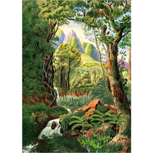 Counted Cross Stitch Kits Needlework Embroidery - Crafts 14 ct Aida DMC Color DIY Arts Handmade Home Decor - Jungle Scenery