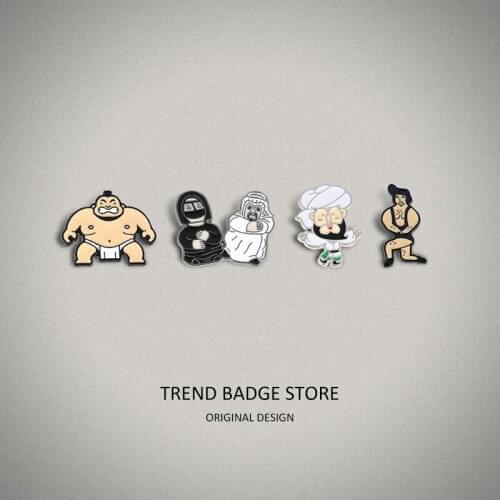 Creative Japanese sumo funny peripheral Avanti cartoon brooch accessories bag souvenir badge
