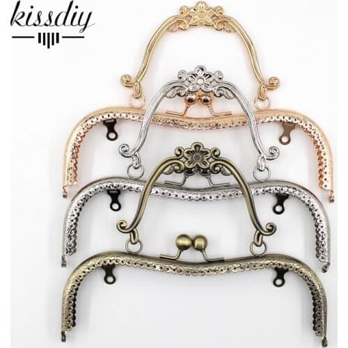 3pcs/lot 20.5cm Bronze Silver Golden Plum blossom flower Pattern Vintage Metal Purse Frame Kiss Clasp handle bag accessories