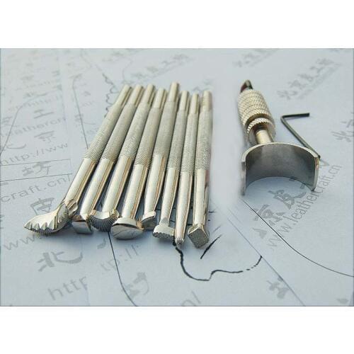 PGFPidiao 9 sets of rotary knife - +8 only printed leather engraving tool steel