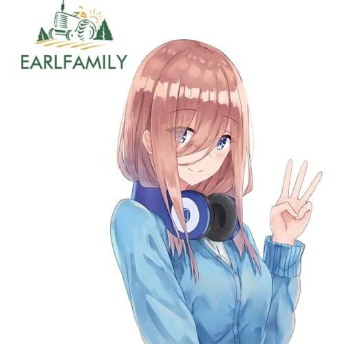 EARLFAMILY 13cm x 12.4cm for Miku Nakano Motorcycle Decal VAN Funny Car Stickers Air Conditioner Personality Vinyl Car Wrap