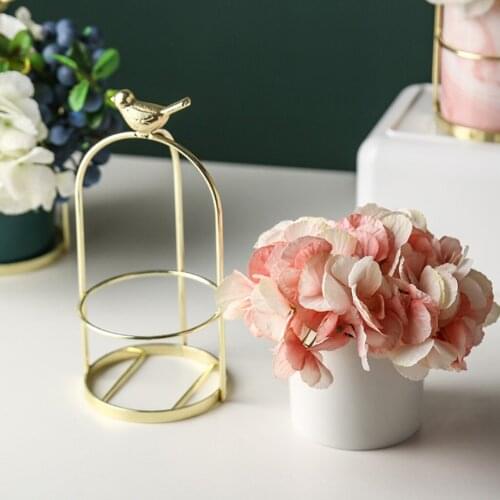 Plant Flower Planter Ceramic w/Gold Bird Handle Home Garden Pot Office Decor