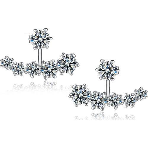 925 Sterling Silver Earrings For Women With White Cubic Zircon Fashion -Silver-Jewelry Wedding Stud Earring Bijoux