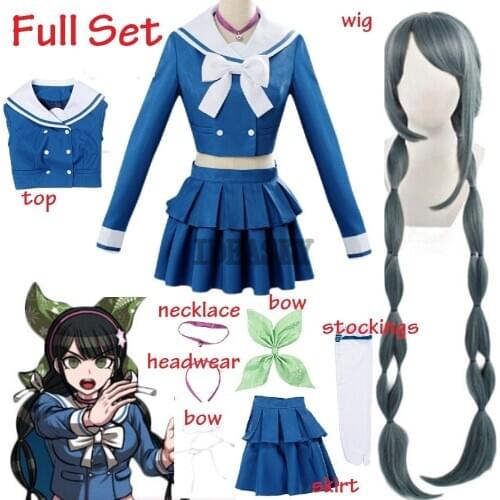 Anime Danganronpa V3 Killing Harmony Tenko Chabashira Cosplay Costume Women Blue School Uniform Outfit Dress Sailor Suit