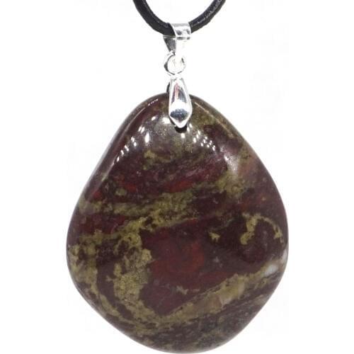 1.5" Palm Stone Pendant Natural Dragon Blood Stone Crystal Reiki Energy Necklace