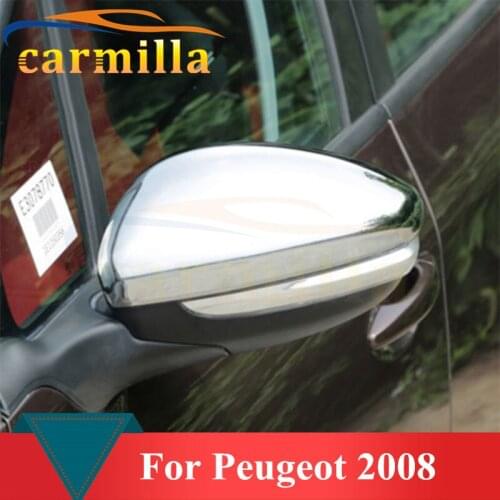 2Pcs/Set Car Rear View Mirror ABS Chrome Cover Anti Scratch Sticker Trim for Peugeot 2008 Year 2014 2015 2016 Acc